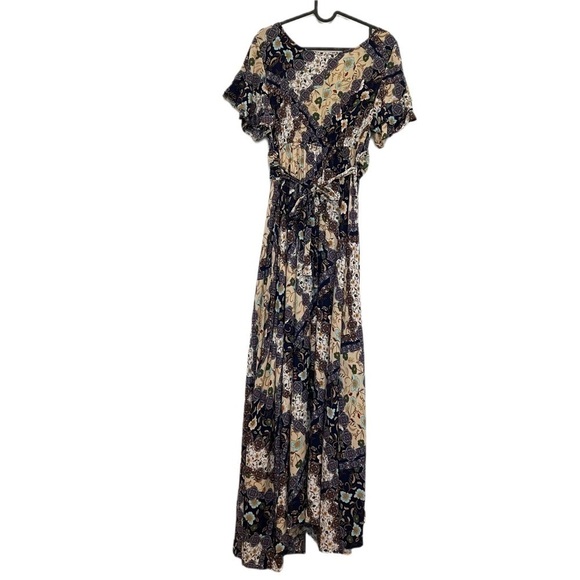 Abel the Label Anthropologie Bohemian Mixed Print Ghandi Maxi Dress Size Small - Picture 2 of 11